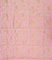 Bubblegum Pink Woven Blended Linen Saree With Embroidered Bird Motifs-BL3866