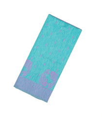 Turquoise Woven Art Linen Saree With Floral Motifs-BL3929