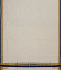 Off White Handloom Kerala Cotton Saree With Navy Blue Border-KEC1054