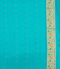 Turquoise Woven Art Dupion Saree With Meena Floral Border-BL5936
