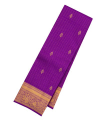 Purple Handloom Kanchipuram Silk Saree With Zari Buttas & Stripes-KA14148