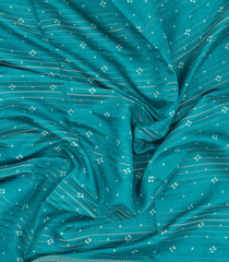Cyan Printed Synthetic Dola Silk Saree With Zari Stripes-BL5709