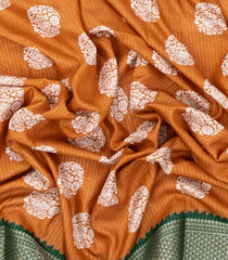 Orange Printed Synthetic Dola Silk Saree With Zari Border -BL5082