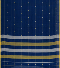 Dark Blue Handloom Uppada Cotton Saree With Stripes & Buttas-BG1914