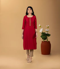 Crimson Red Festive Kurta-KR0850
