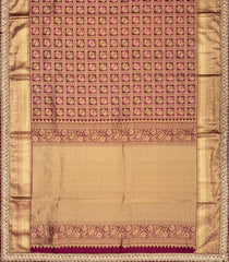 Gold Handloom Silk Saree With Annam Motifs & Hand Embroidered Selvage-EN1721