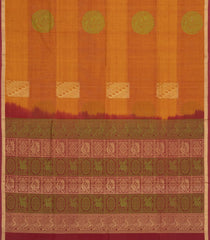 Oil Mustard Handloom Village Cotton Saree With Buttas-VC1651