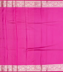 Hot Pink Woven Dupion Silk Saree With Floral Buttas-DS0509