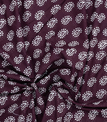 Burgundy Printed Jaipur Cotton Saree With Floral Motifs-JC1817