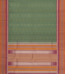 Cardamom Green Handloom Kanchipuram Silk Saree With Buttas-KA15160