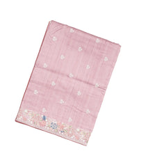 Baby Pink Woven Blended Tussar Saree With Embroidered Floral Border-BL4128