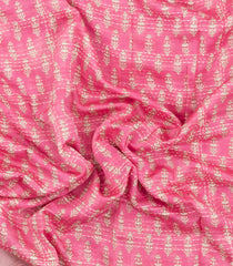 Pink Woven Chanderi Cotton Saree With Printed Motifs-CC1704