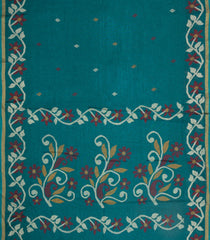 Teal Printed Blended Erode Cotton Saree With Zari Border-SY0459