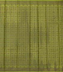 Olive Green Woven Tussar Silk Saree With Floral Buttas-TU3403