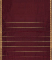 Dark Brown Handloom 9 Yards Silk Cotton Saree With Zari Border-SC4448