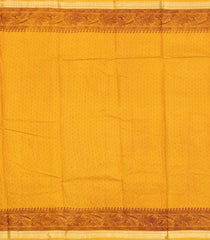 Yellow Printed Silk Saree With Floral Motifs & Zari Border-PS0682