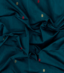 Teal Handloom Maheswari Silk Cotton Saree With Buttas-SC4127