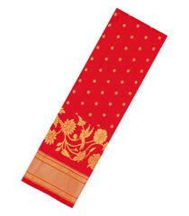 Red Handloom Paithani Silk Saree With Floral Zari Motifs & Meena Pallu-PA1107