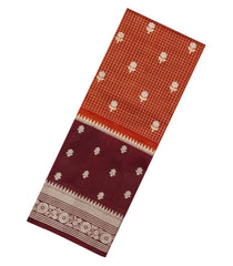 Rust Woven Banarasi Poona Silk Saree With Checks & Buttas-BP1015