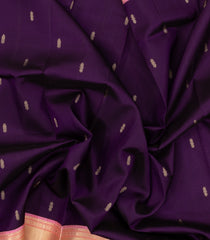 Dark Purple Handloom Korvai Kanchipuram Silk Saree With Contrast Border-KA13523