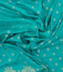 Turquoise Woven Synthetic Viscose Saree With Floral Motifs-BL4729