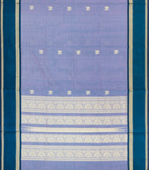 Grey Handloom Silk Cotton Saree With Buttas & Contrast Border-SC4591
