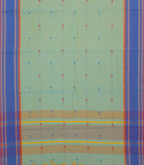 Aquamarine Woven Chirala Cotton Saree With Buttas & Contrast Border-CR1331