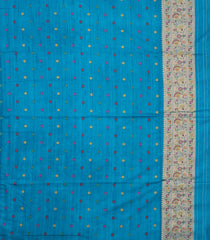 Cyan Woven Art Dupion Saree With Meena Floral Border-BL5964