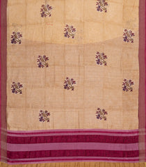Sandal Printed Chanderi Cotton Saree With Bird Motifs-CC1447