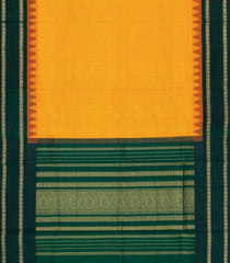 Mango Yellow Handloom Korvai Silk Cotton Saree With Green Border-SC4404