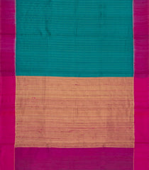 Sea Green Woven Dupion Silk Saree With Dotted Stripes & Contrast Border-DS0641