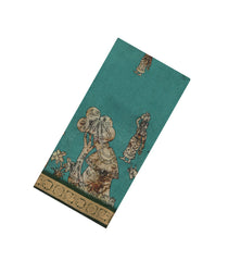 Sea Green Woven Synthetic Viscose Saree With Printed Village Motifs-BL4849