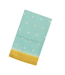 Turquoise Woven Blended Viscose Saree With Zari Checks & Buttas -BL5601