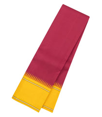 Crimson Handloom Korvai Kanchipuram Silk Saree With Yellow Temple Border-KA16709