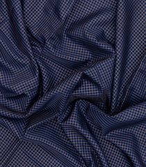 Navy Blue Woven Blended Viscose Saree With Zari Checks-BL6080