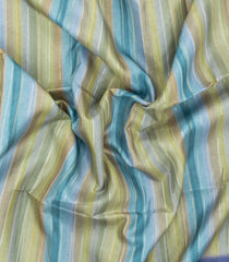 Blue Printed Synthetic Tussar Silk Saree With Multi Colour Stripes-SY0529