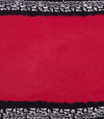 Red Printed Jaipur Cotton Saree With Tie & Dye Motifs-JC1497