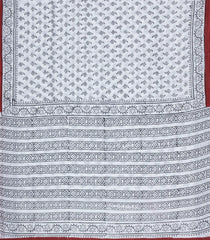 White Printed Jaipur Cotton Saree With Floral Motifs-JC1649