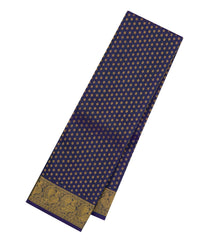 Violet Handloom Kanchipuram Silk Saree With Floral Motifs & Contrast Pallu-KA14053
