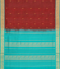 Maroon Handloom Silk Cotton Saree With Stripes & Buttas-SC4685