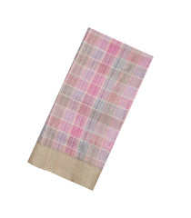Peach Printed Synthetic Dupion Saree With Stripes-BL6064