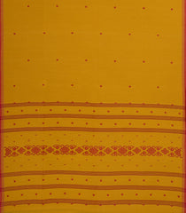 Mustard Handwoven Bengal Cotton Saree With Coin Buttas-BG1515