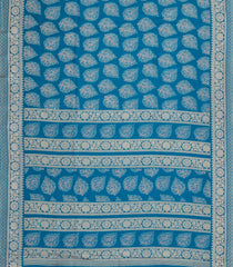 Cyan Printed Synthetics Dola Silk Saree With Floral Motifs-BL5194