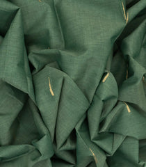 Shadow Green Handloom Kanchi Cotton Saree With Jasmine Bud Buttas