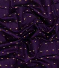 Dark Purple Woven Tussar Silk Saree With Floral Motifs & Contrast Border-TU3549