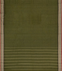 Dark Olive Woven Chirala Cotton Saree With Printed Blouse-CR1505