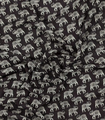 Black Printed Kalamkari Cotton Saree-KAL1264
