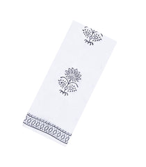 White Printed Jaipur Cotton Saree With Floral Motifs-JC1499