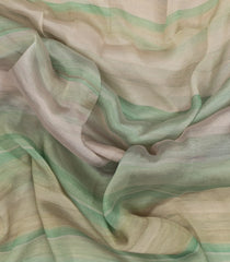 Multi Color Woven Blended Chiffon Saree With Printed Motifs & Embroidered Selvage-EN1909