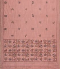 Dusty Pink Embroidered Synthetic Linen Saree With Elephant Motifs-SY0563